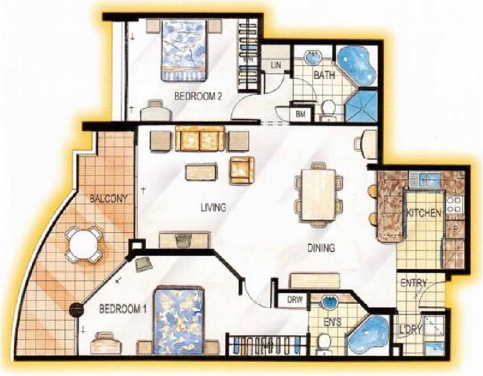 2 Bedroom Deluxe Apartment Layout