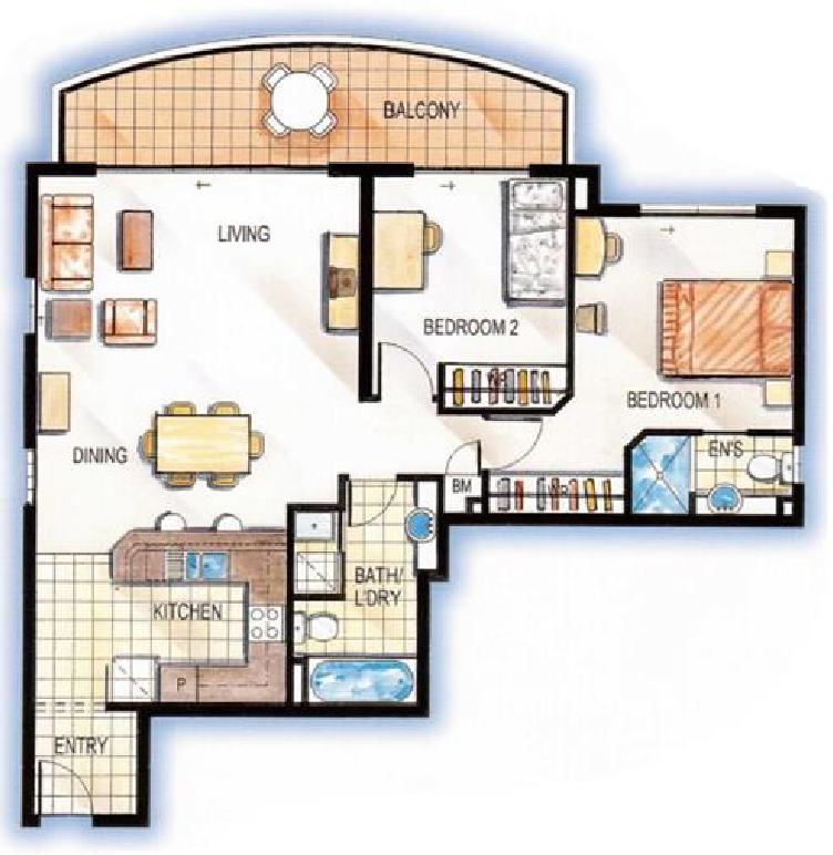 2 Bedroom Medium Apartment Layout